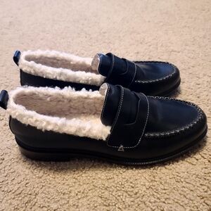 Women's 10, Kelsi Dagger Brooklyn Lens Faux Shearling Black Loafers